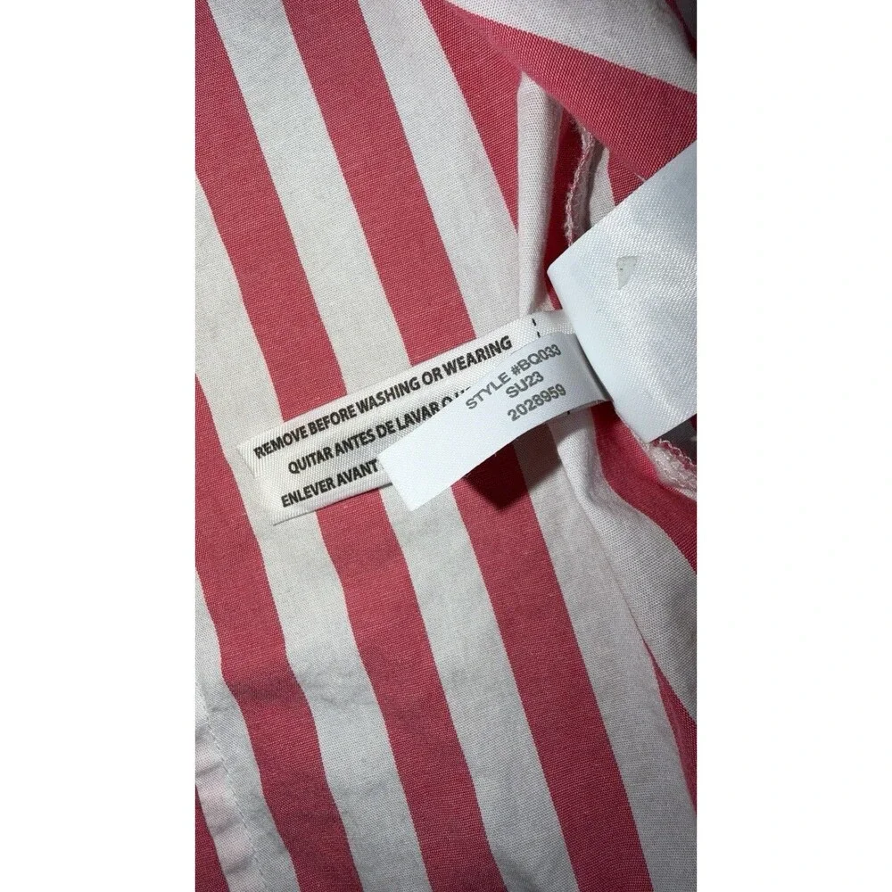 J.Crew Womens Small Pink White Striped Sleeveless Button Up Preppy Coastal Top